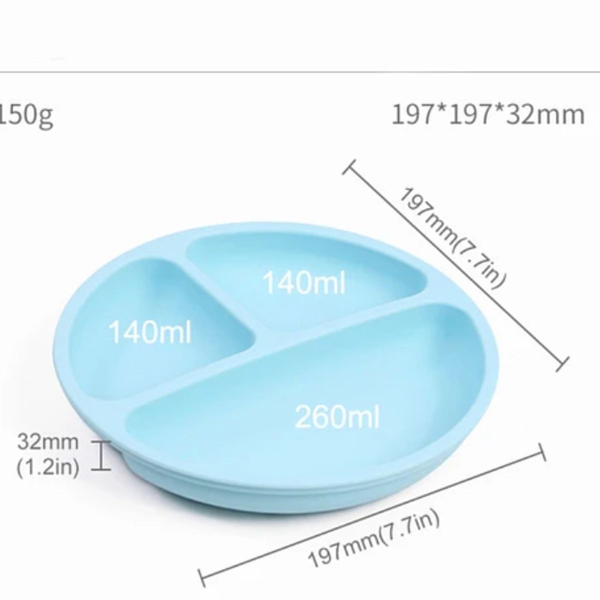 KIDSCOOL - Set De Alimentación Silicona 6 piezas Celeste
