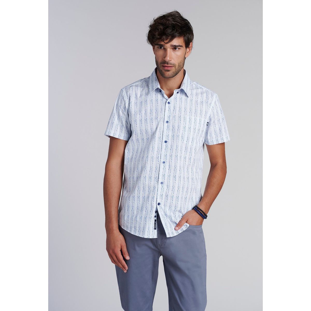 FEROUCH - Camisa Mini Print F Celeste Ferouch