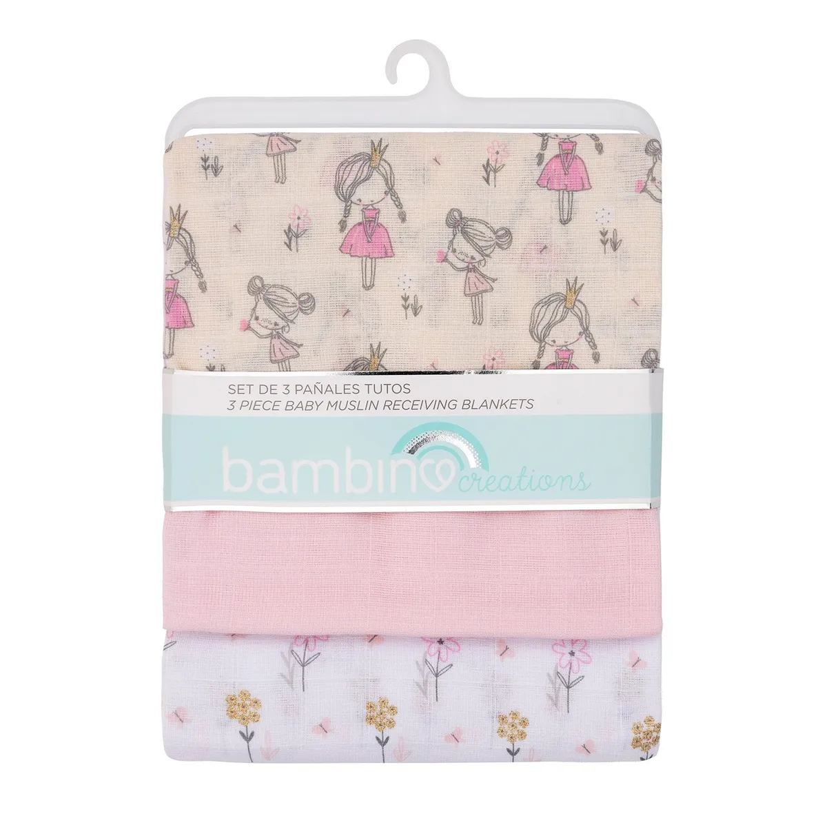BAMBINO - Set 3 Pañales Tuto Beige Princesas Niña
