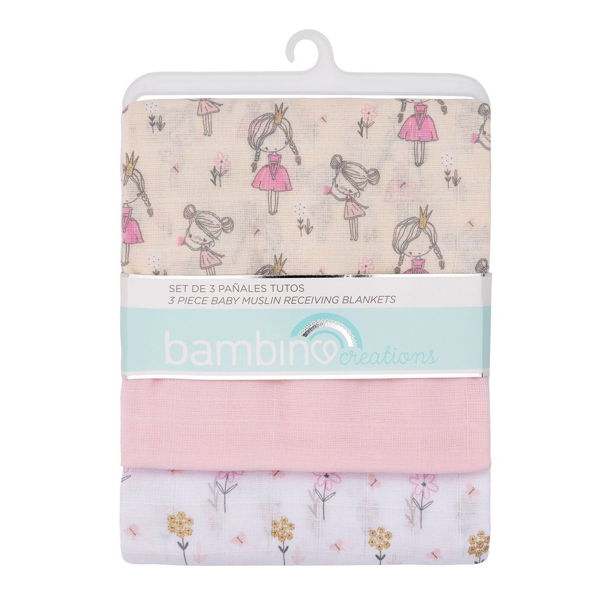 BAMBINO - Set 3 Pañales Tuto Beige Princesas Niña