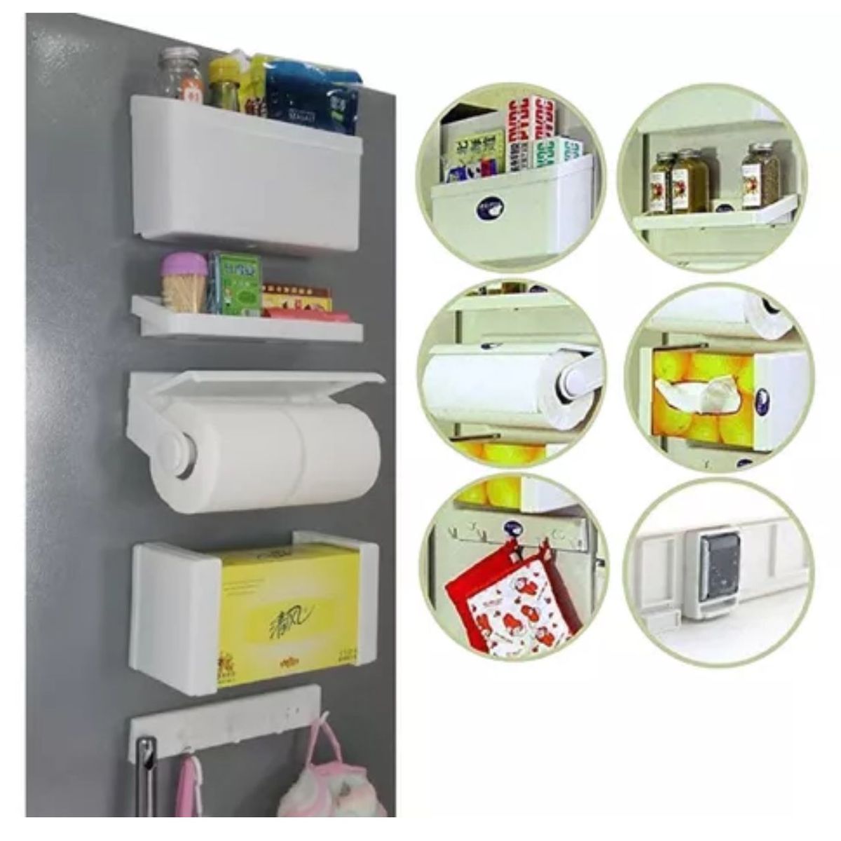 GENERICO - Organizador Cocina Magnetico De Nevera 5 Piezas Dispensador