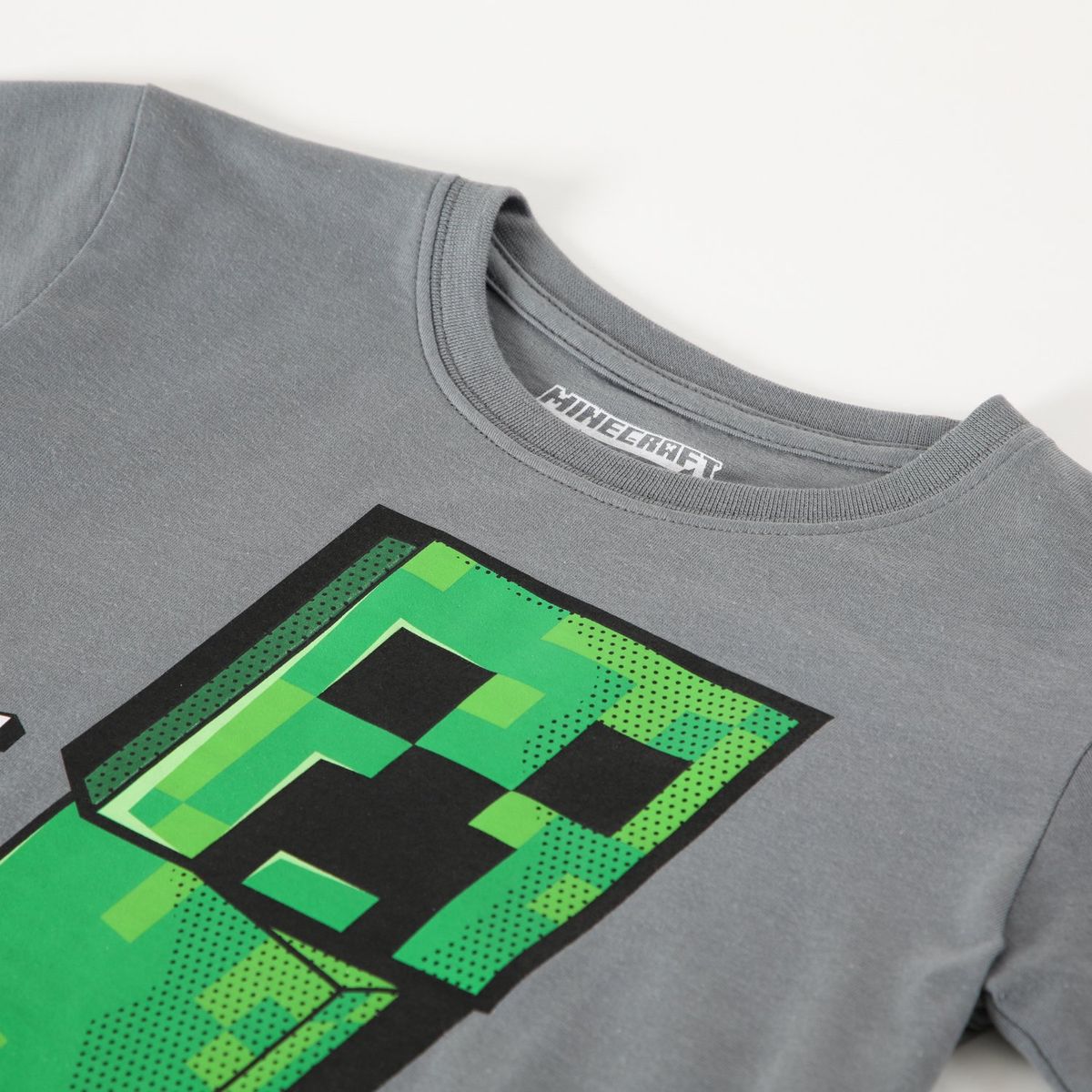 MINECRAFT - Polera Manga Corta Niño Gris Minecraft