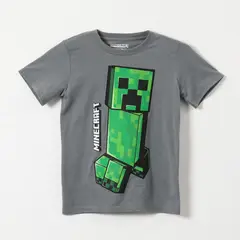MINECRAFT - Polera Manga Corta Niño Gris