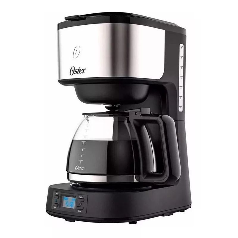 OSTER - Cafetera Oster 8 Tazas Automática Negra Y Plateada