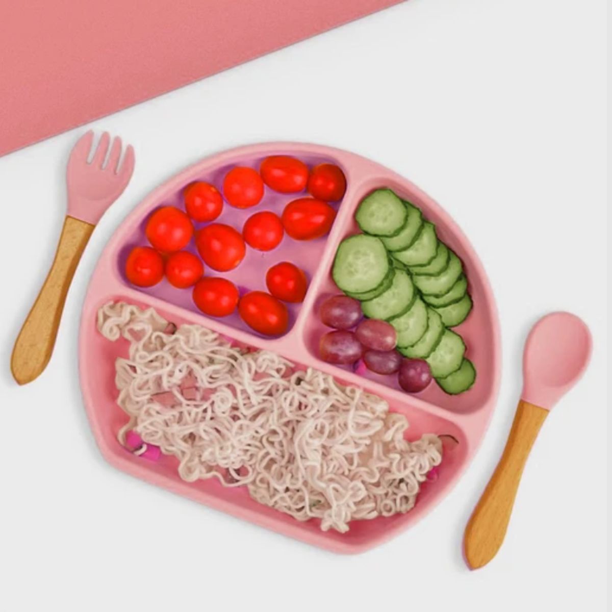 KIDSCOOL - Set De Alimentación Silicona 6 piezas Rosado