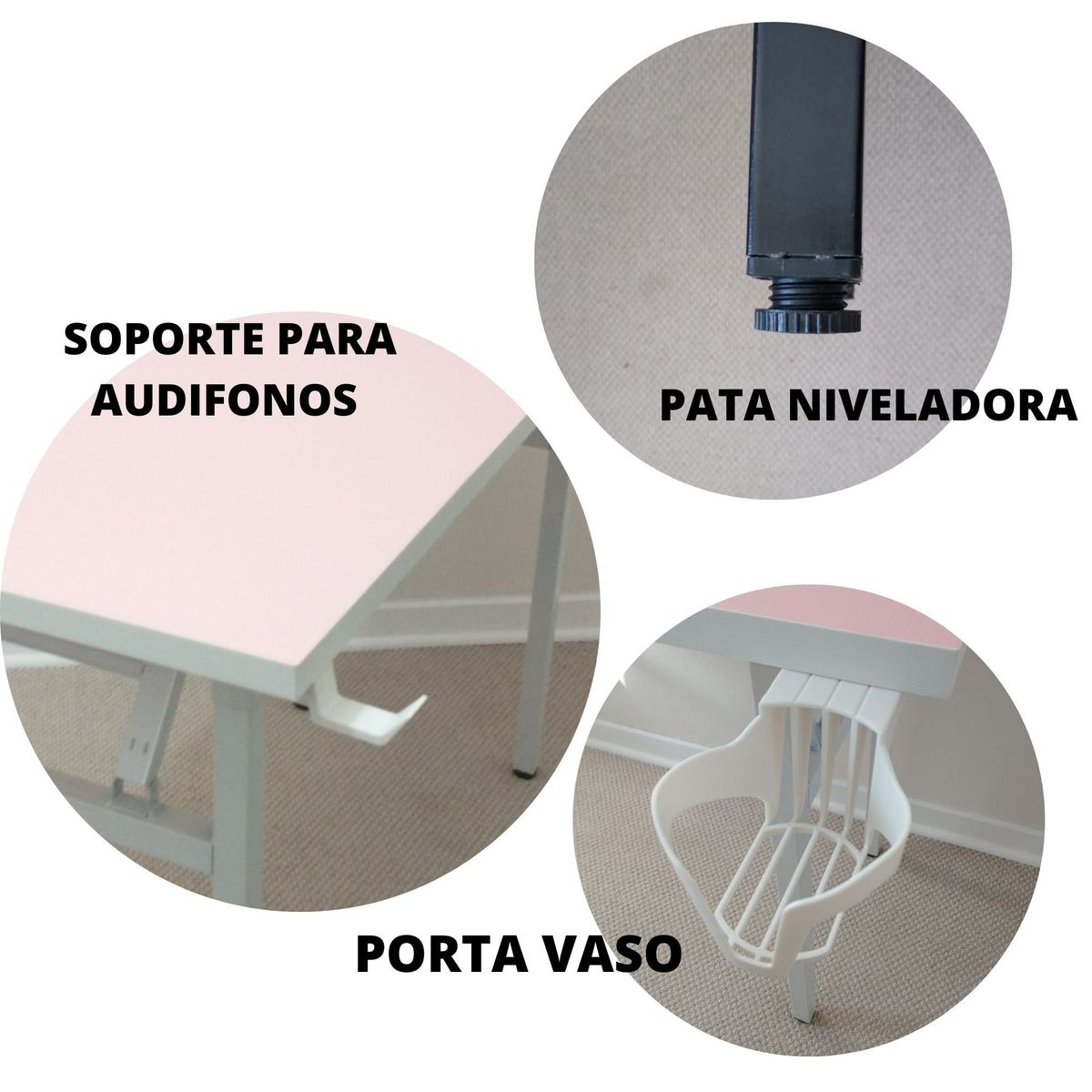 GENERICO - Escritorio Gamer Plegable Rosado 130cm Luz Led