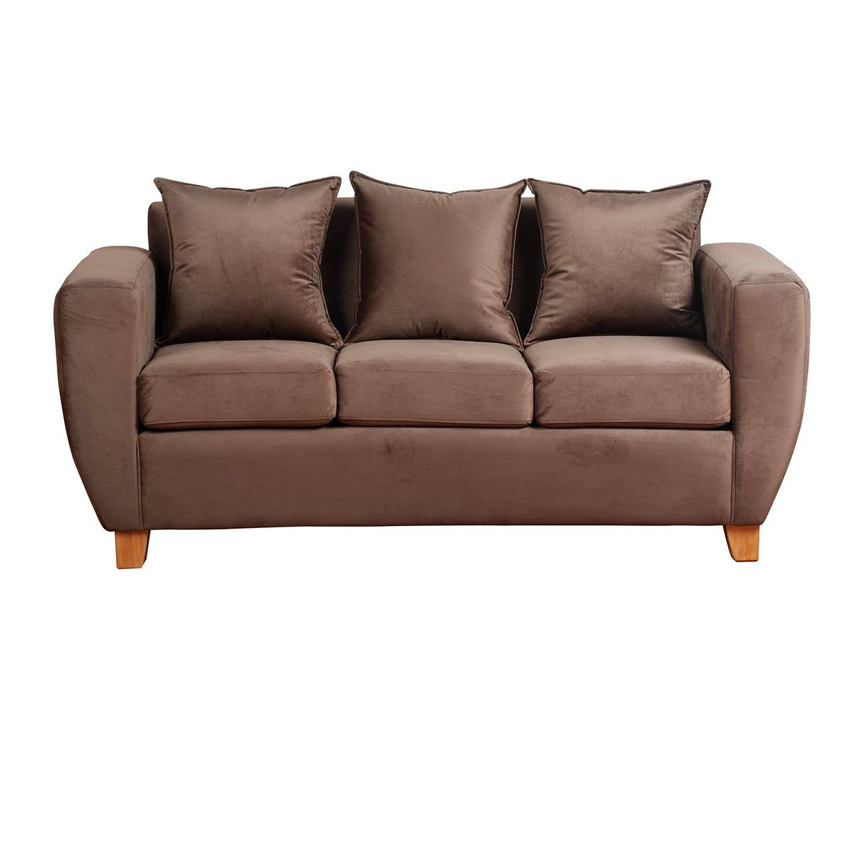 MUEBLES AMERICA - Sofa Florencia 3 Cuerpos Felpa Café
