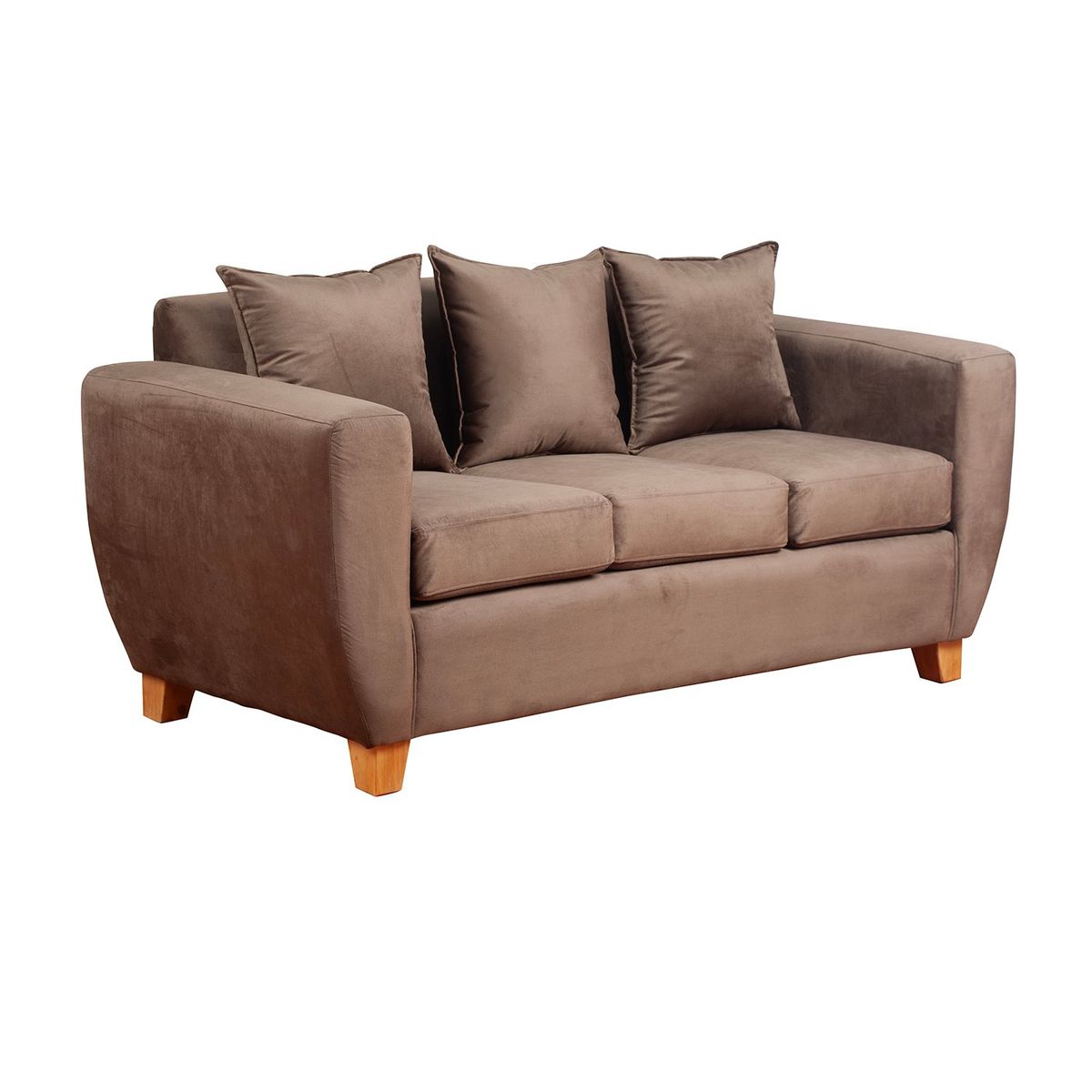 MUEBLES AMERICA - Sofa Florencia 3 Cuerpos Felpa Café