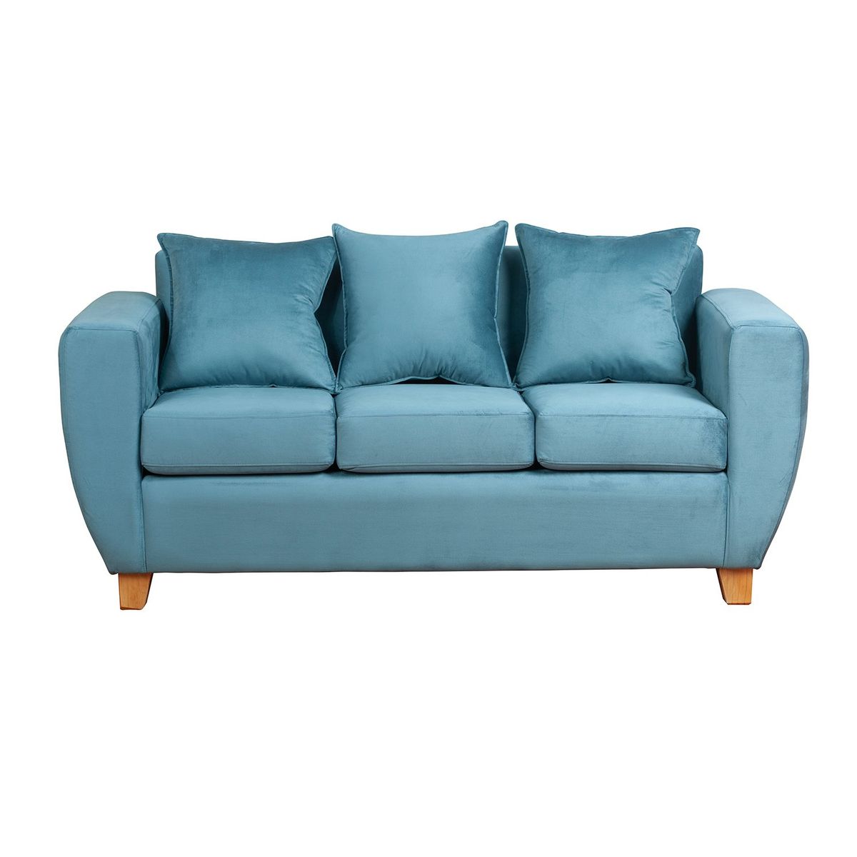 MUEBLES AMERICA - Sofa Florencia 3 Cuerpos Felpa Azul Petróleo