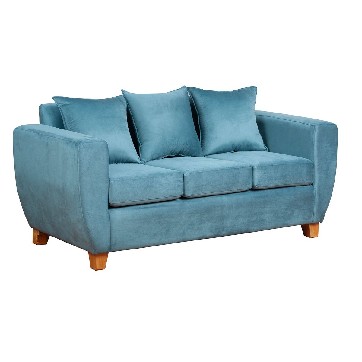 MUEBLES AMERICA - Sofa Florencia 3 Cuerpos Felpa Azul Petróleo