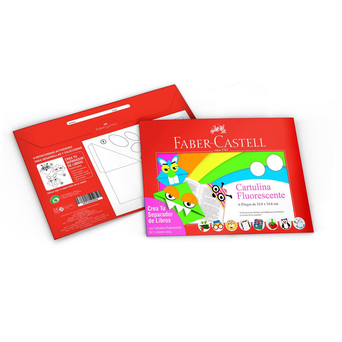 FABER-CASTELL - Estuche Papel Fluor Faber-Castell x6 Pliegos