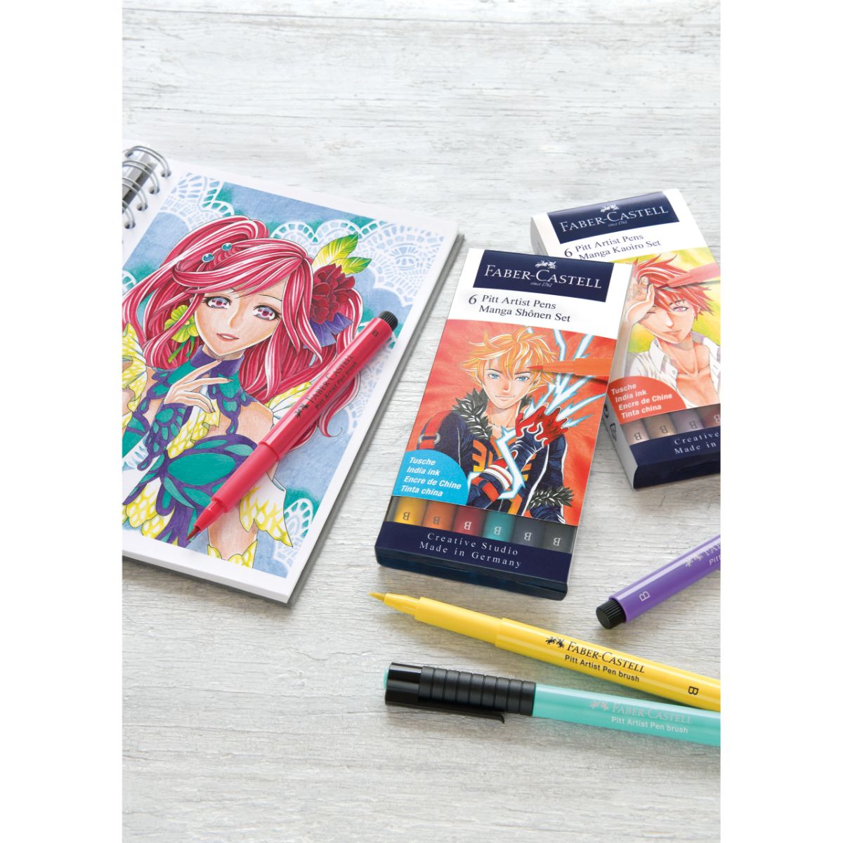 FABER-CASTELL - Marcador Pitt Artist Pen Manga Shônen Faber-Castell x6 uds.