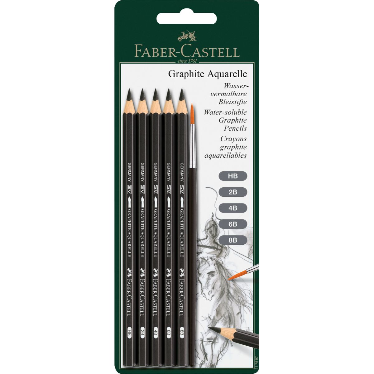FABER-CASTELL - Lápiz Grafito Acuarelable Faber-Castell x5 uds.