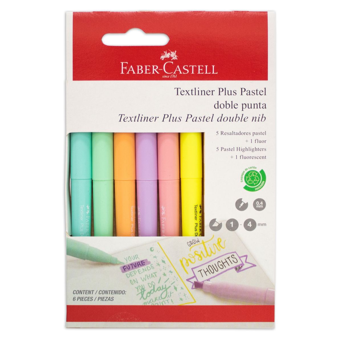 FABER-CASTELL - Destacador Textliner Plus Faber-Castell Doble Punta x6 uds.