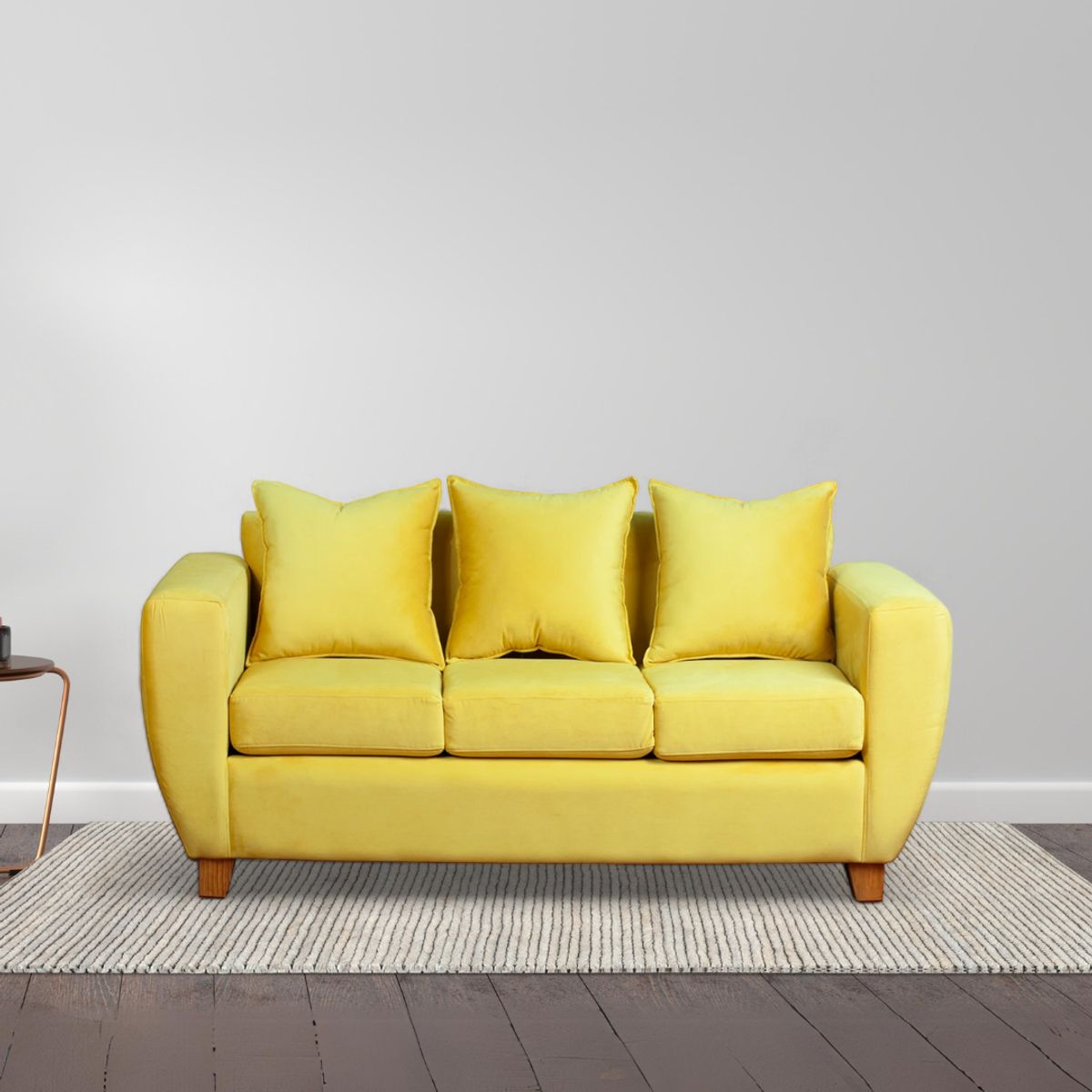 MUEBLES AMERICA - Sofa Florencia 3 Cuerpos Felpa Amarillo