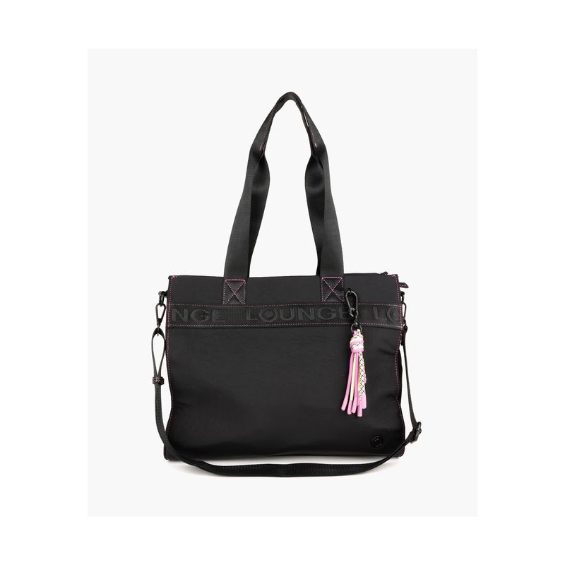 LOUNGE - Cartera De Hombro Notebook Nylon Llavero Negro LOUNGE