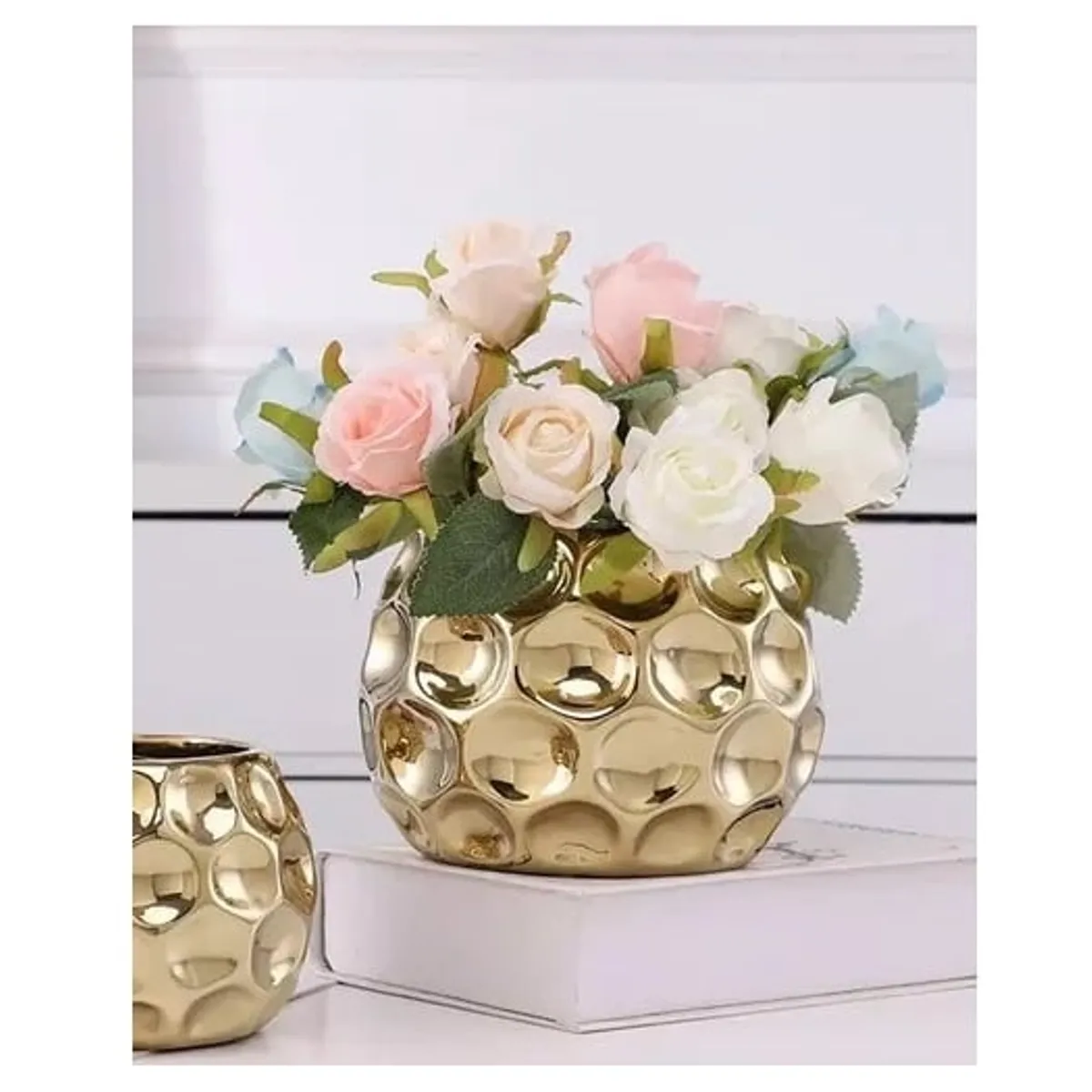 GENERICO - Florero Dorado Deco Hogar Redondo