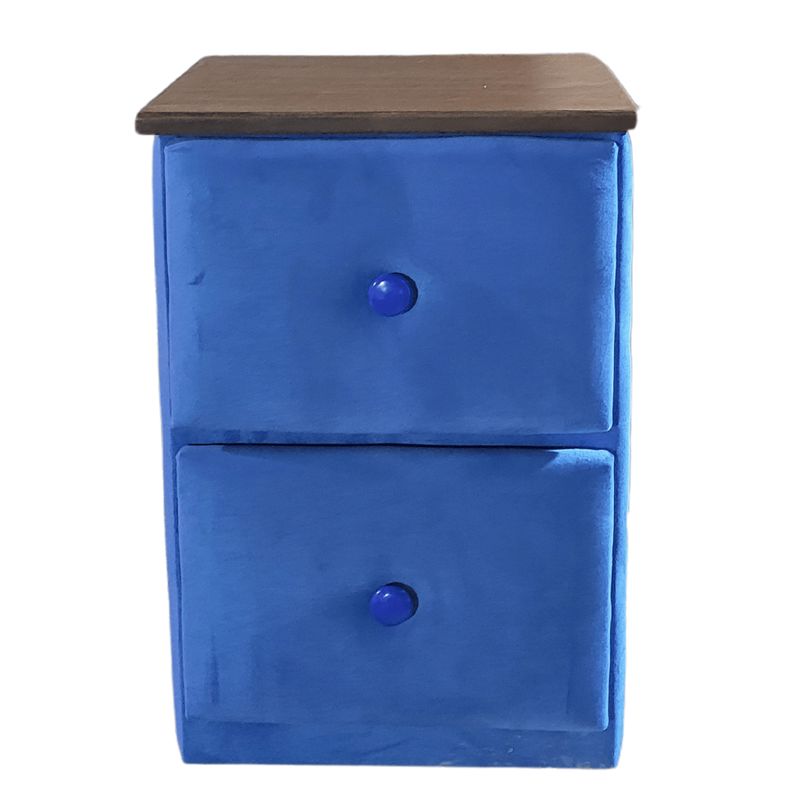 GENERICO - Veladores Doble Cajón Azul Felpa Muebles Rimar