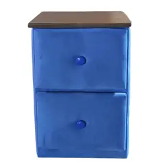 GENERICO - Veladores Doble Cajón Azul Felpa Muebles Rimar