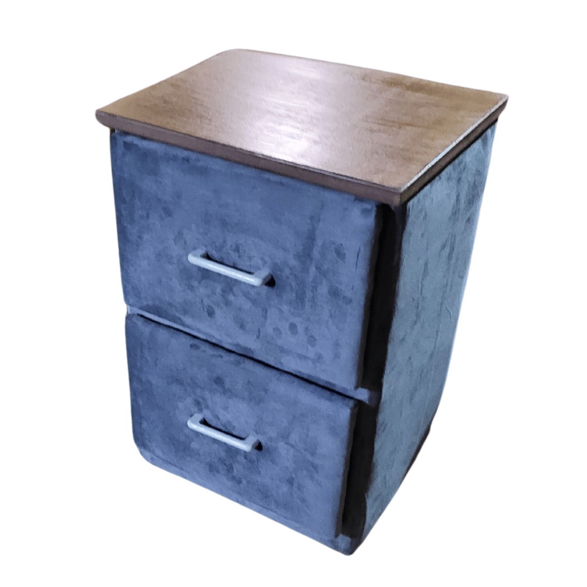 GENERICO - Veladores Doble Cajón Gris Osc Felpa Muebles Rimar