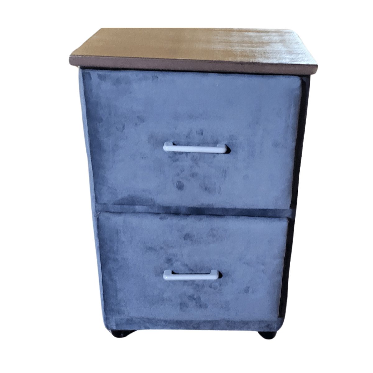 GENERICO - Veladores Doble Cajón Gris Osc Felpa Muebles Rimar