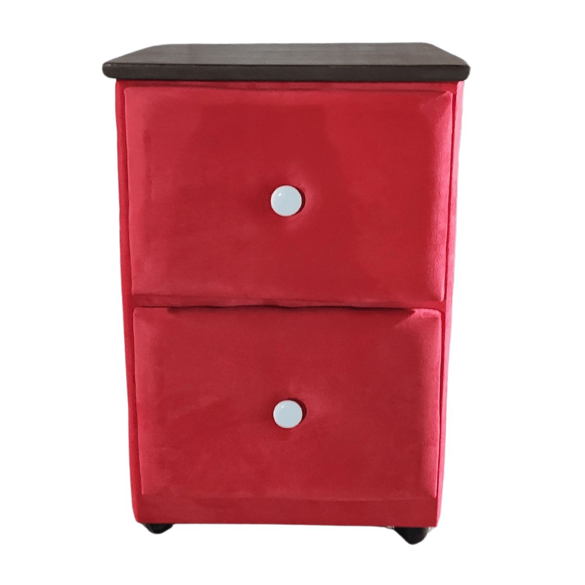 GENERICO - Veladores Doble Cajón Rojo Felpa Muebles Rimar