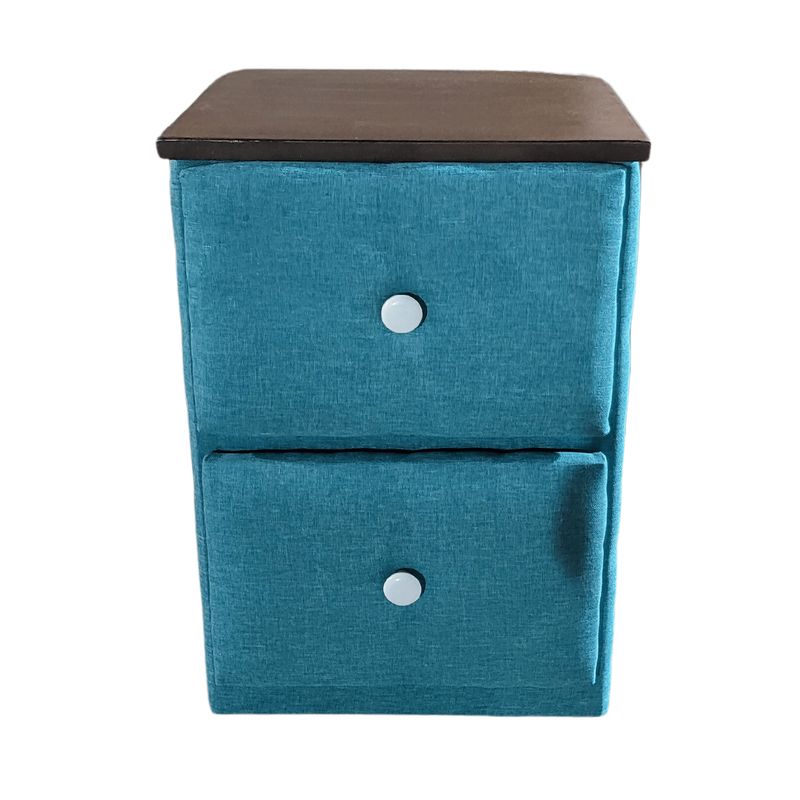 GENERICO - Veladores Doble Cajón Turquesa Lino Muebles Rimar