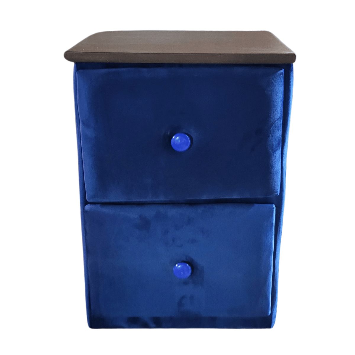GENERICO - Veladores Doble Cajón Azul Marino Felpa Muebles Rimar
