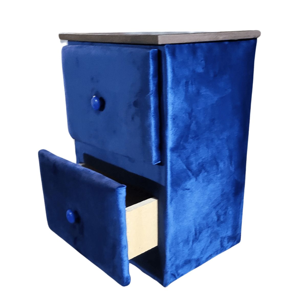 GENERICO - Veladores Doble Cajón Azul Marino Felpa Muebles Rimar