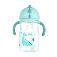 PUMUCKI - Vaso con Bombilla Antiderrame Celeste
