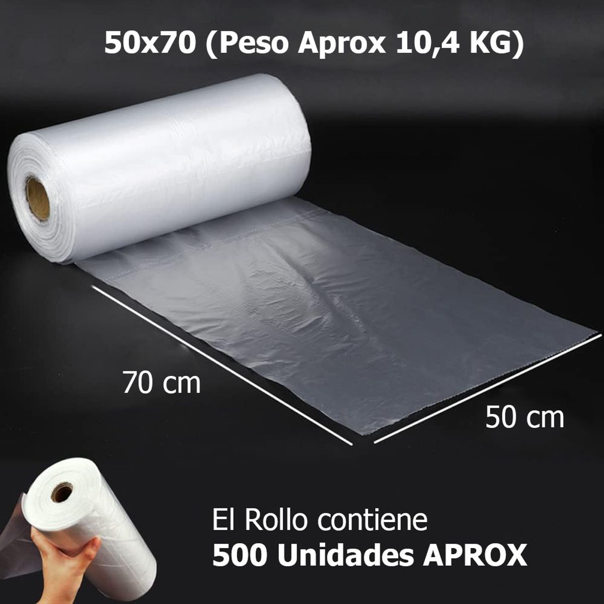 GENERICO - Rollo de Bolsas Plásticas Prepicadas 50x70