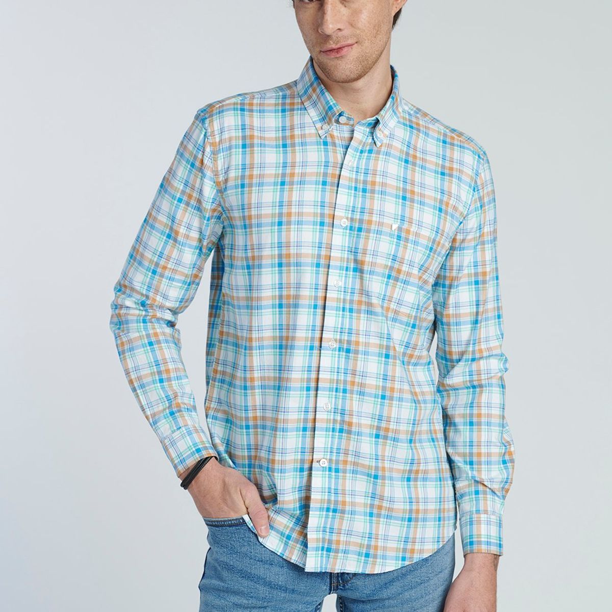 NEW MAN - Camisa Borna Azul New Man