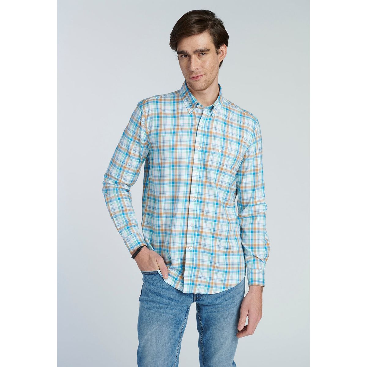 NEW MAN - Camisa Borna Azul New Man
