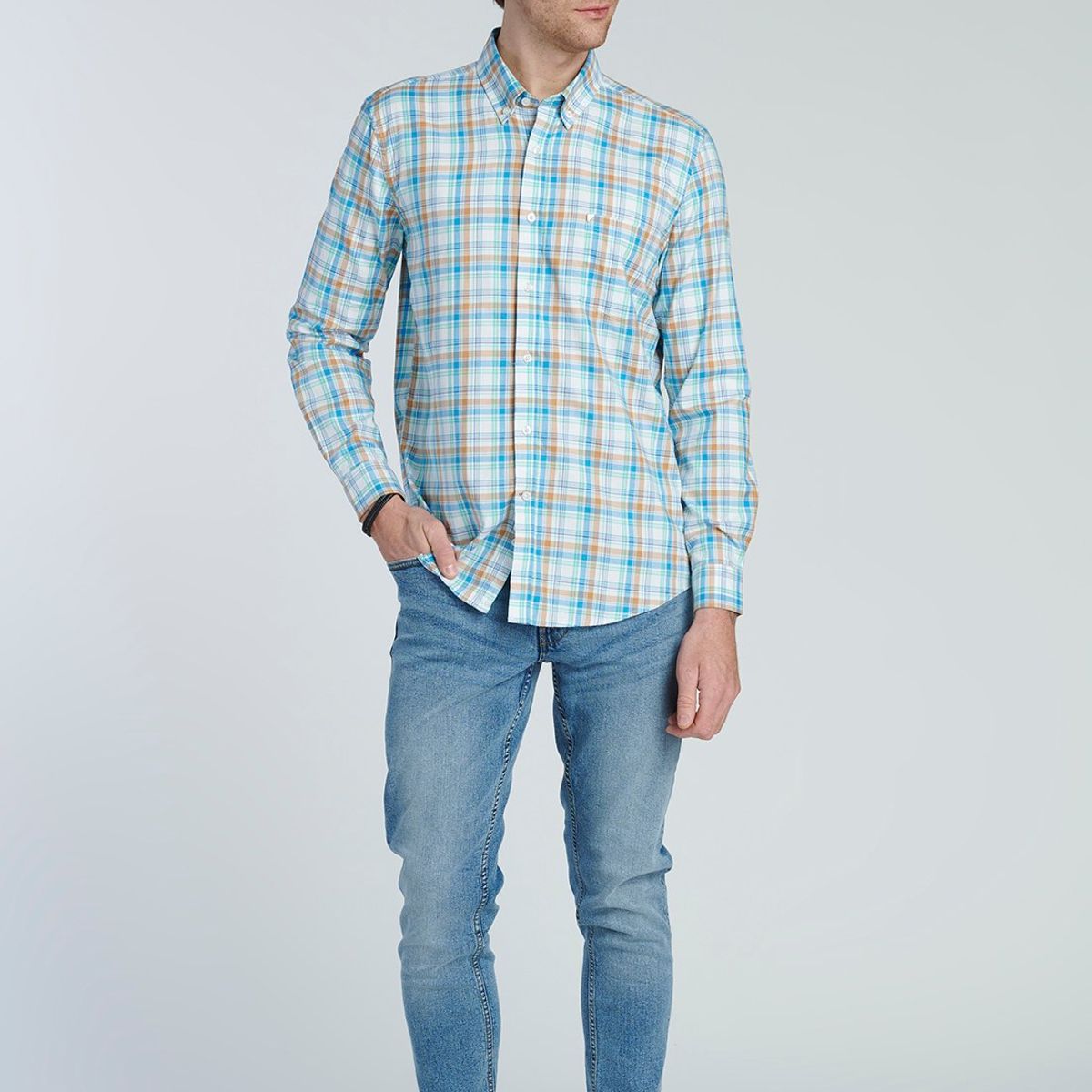 NEW MAN - Camisa Borna Azul New Man