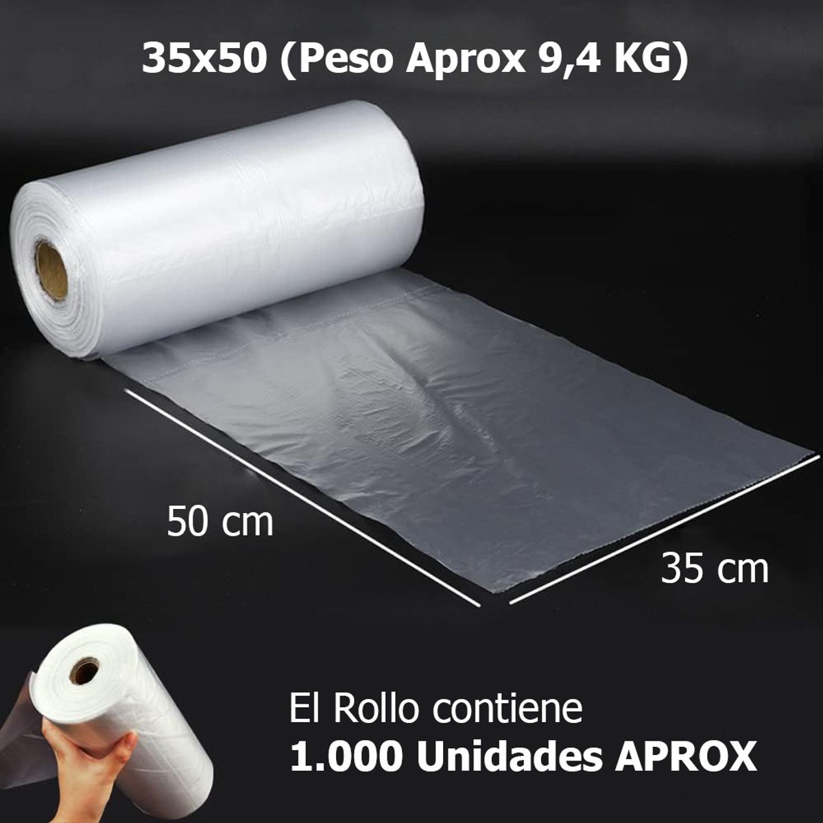 GENERICO - Rollo de Bolsas Plásticas Prepicadas 35x50