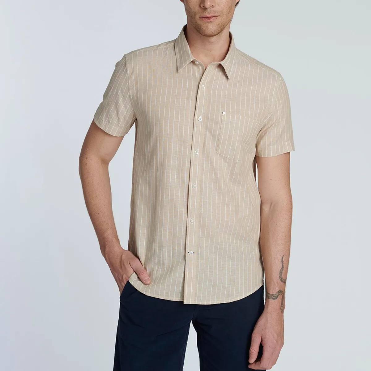 NEW MAN - Camisa Porto Beige New Man