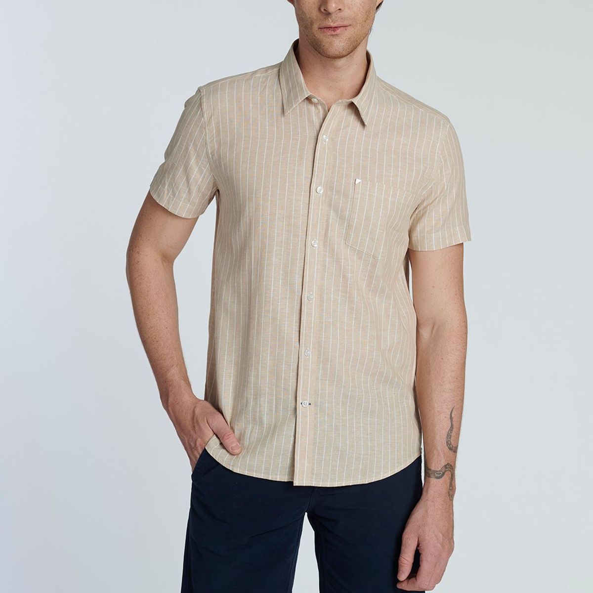 NEW MAN - Camisa Porto Beige New Man