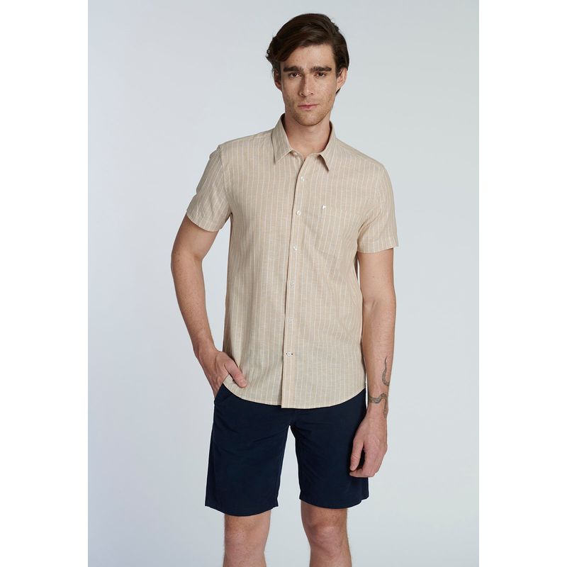 NEW MAN - Camisa Porto Beige New Man