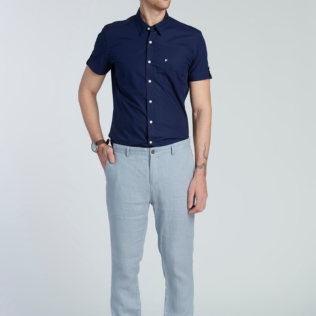 NEW MAN - Camisa Aylesbury Azul New Man