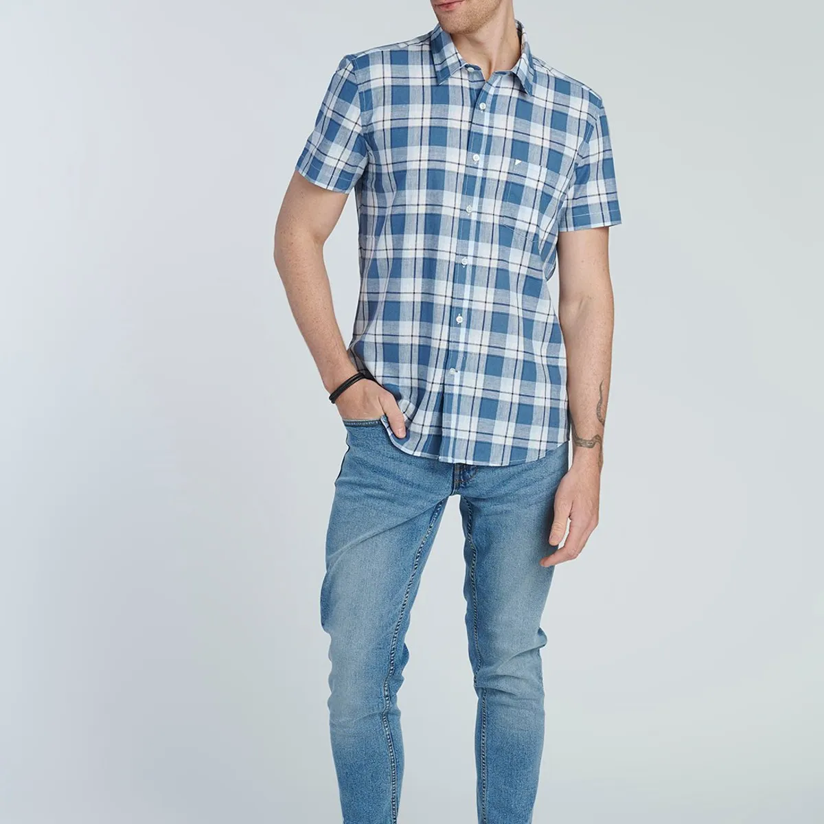 NEW MAN - Camisa Burdeos Azul New Man