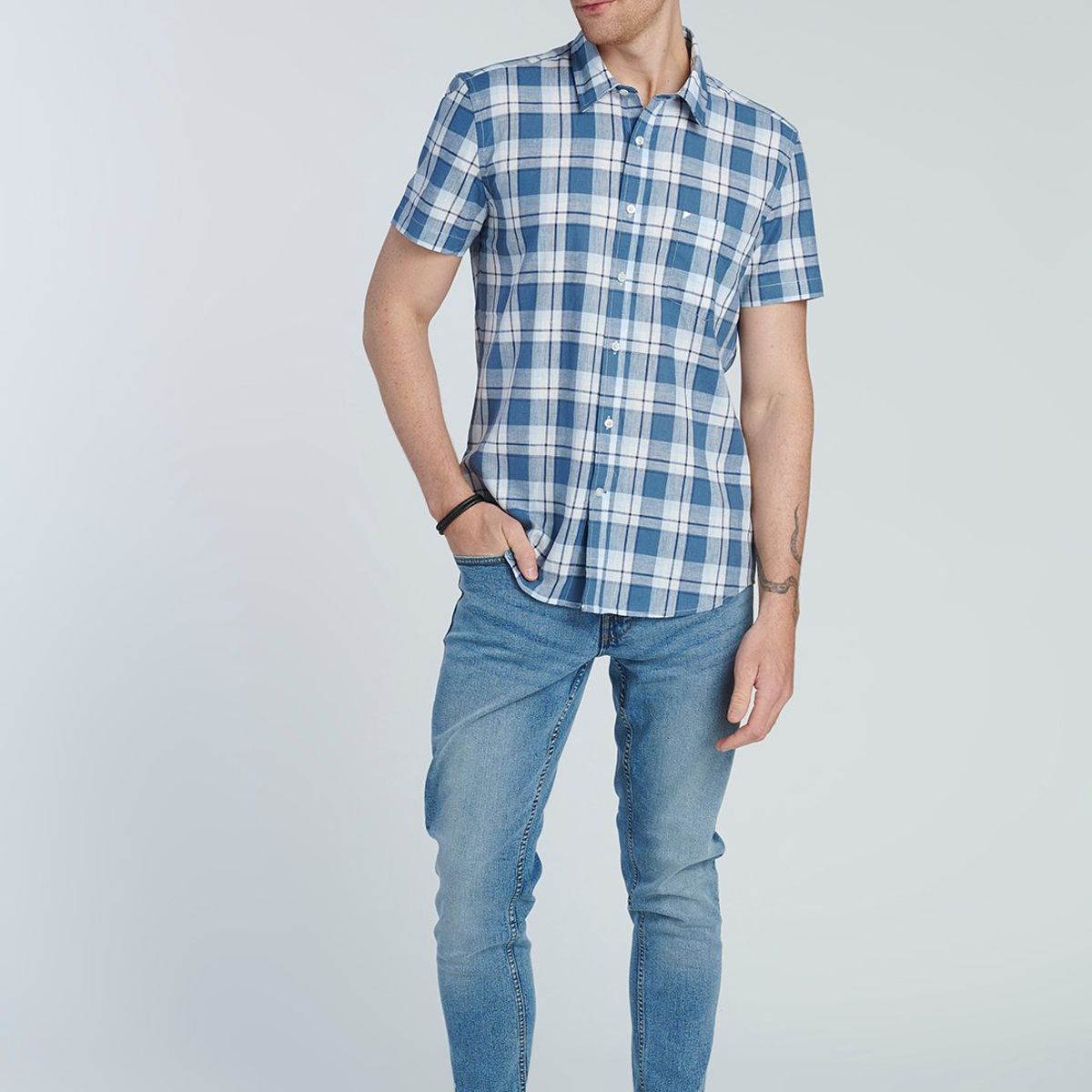 NEW MAN - Camisa Burdeos Azul New Man