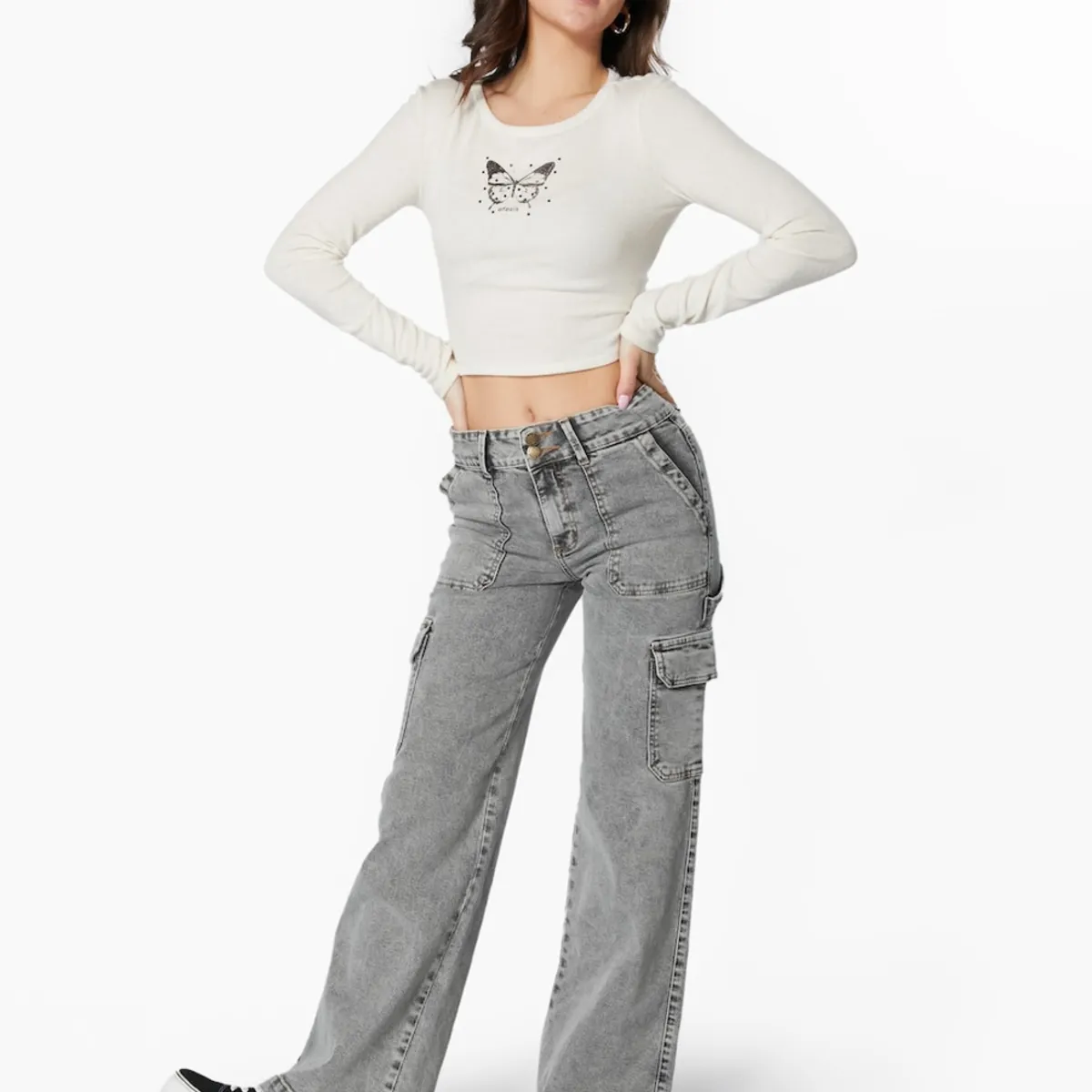 EFESIS - JEANS MUJER NAOS PALAZZO CARGO - Gris