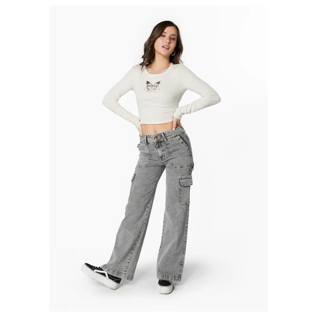 EFESIS - JEANS MUJER NAOS PALAZZO CARGO - Gris