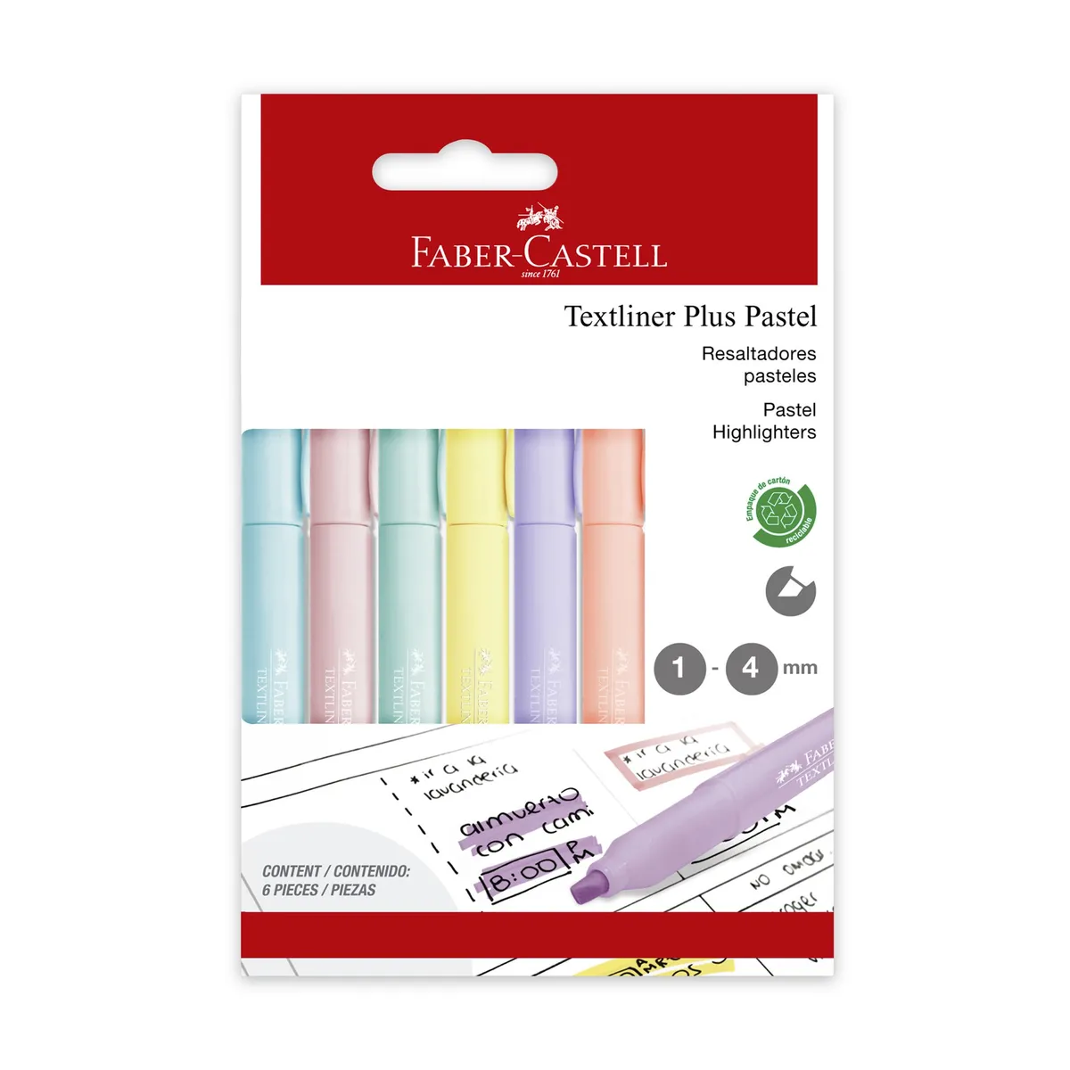 FABER-CASTELL - Destacador Textliner Plus Faber-Castell x6 Colores Pastel