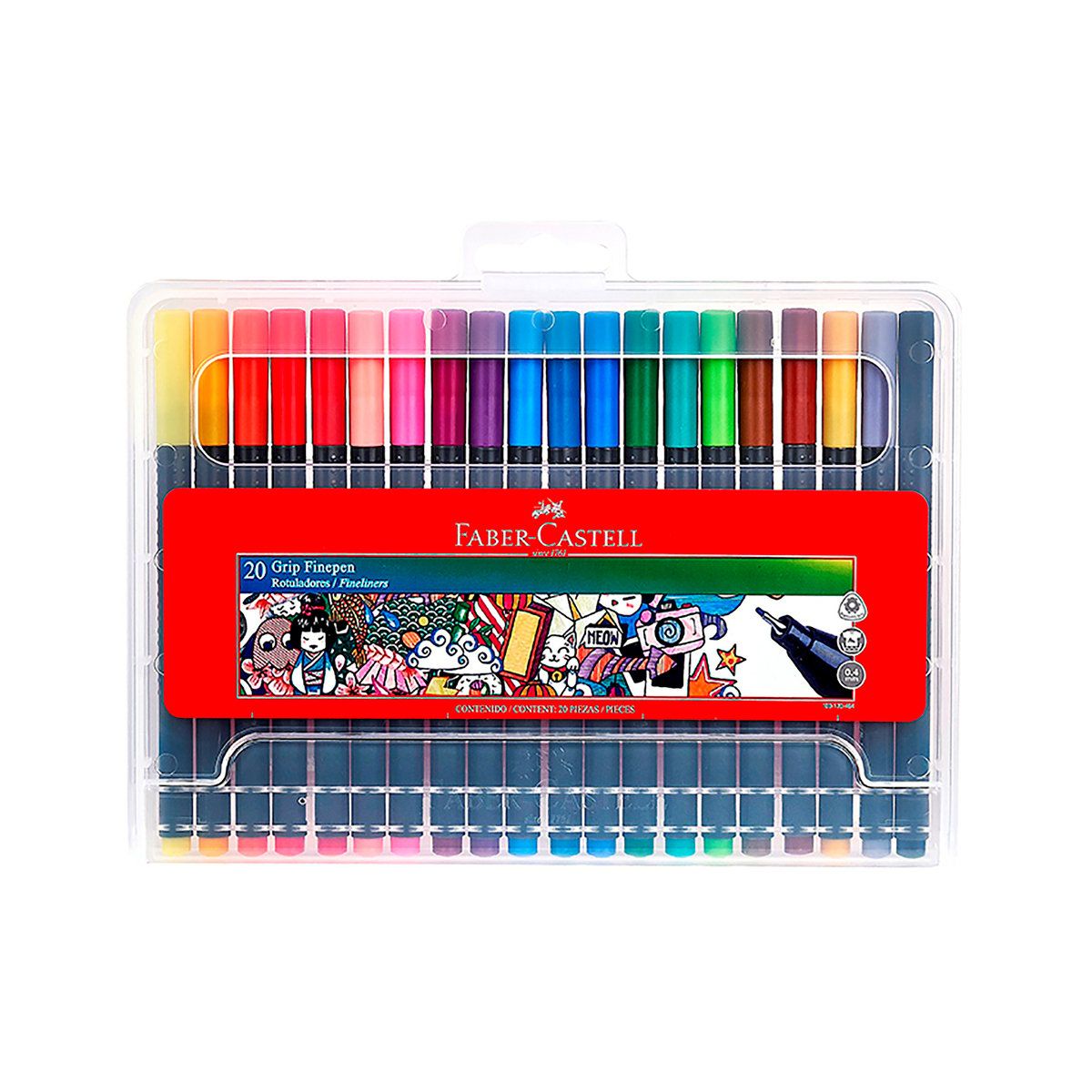 FABER-CASTELL - Marcador Grip Finepen Faber-Castell x20 Colores