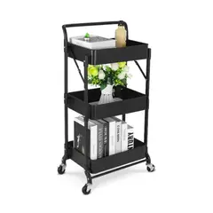 GENERICO - Carrito De Almacenamiento Organizador 3 Niveles Con Ruedas Color Negro