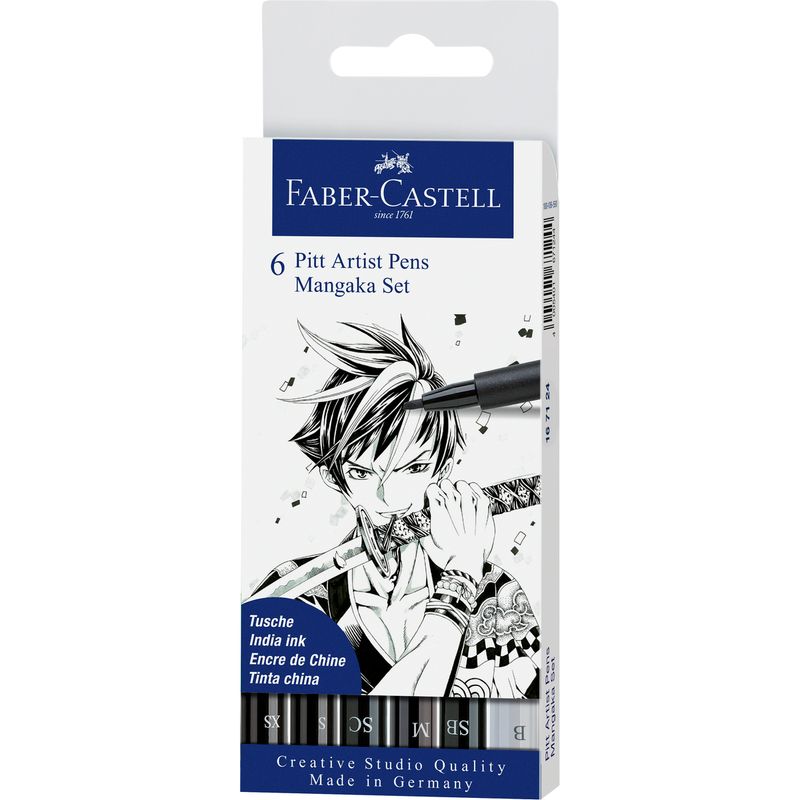 FABER-CASTELL - Marcador Pitt Artist Pen Manga Negro Faber-Castell x6 uds.