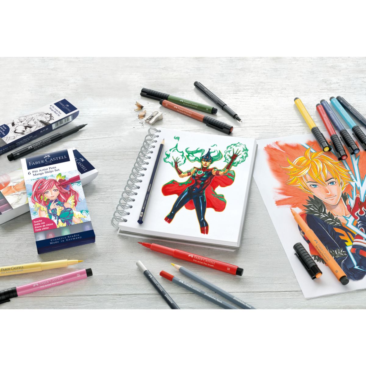 FABER-CASTELL - Marcador Pitt Artist Pen Manga Negro Faber-Castell x6 uds.