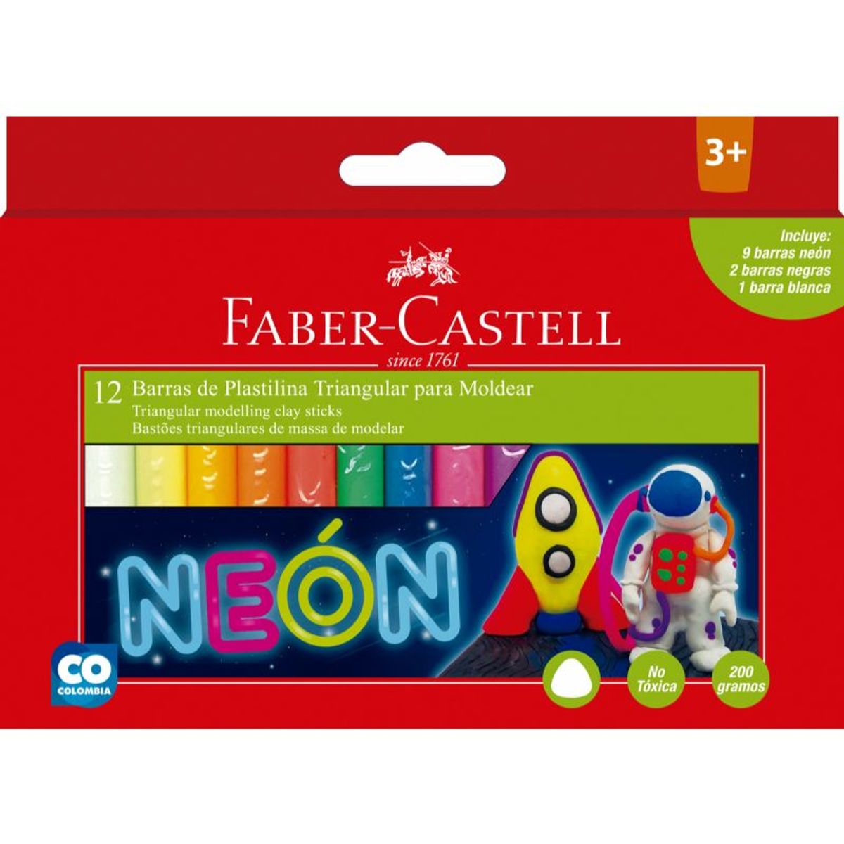 FABER-CASTELL - Plastilina Jumbo Neon Faber-Castell x12 Colores