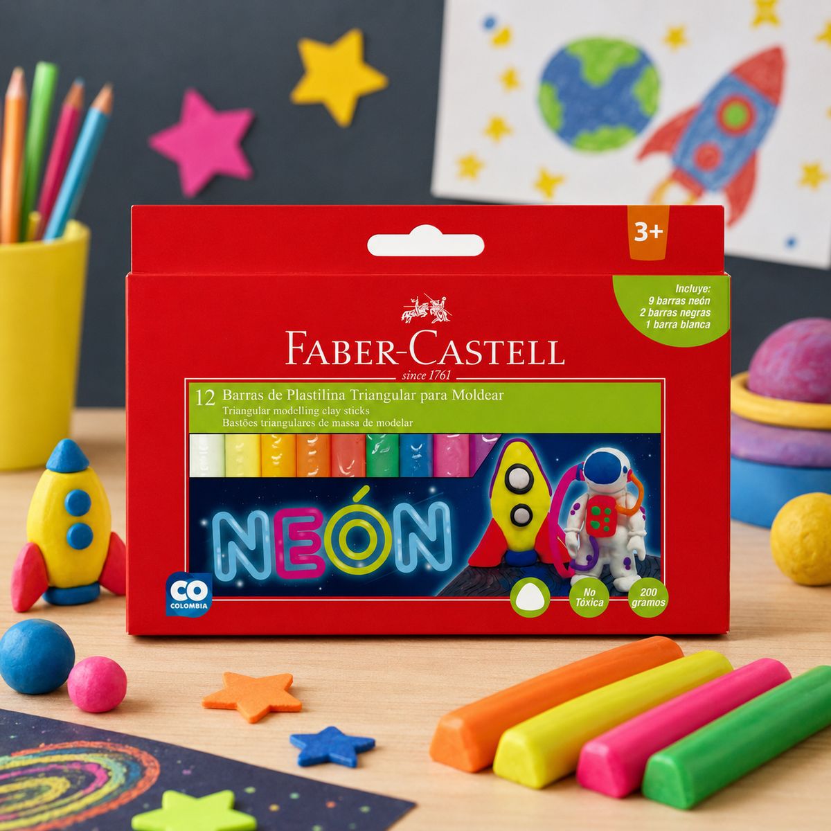 FABER-CASTELL - Plastilina Jumbo Neon Faber-Castell x12 Colores